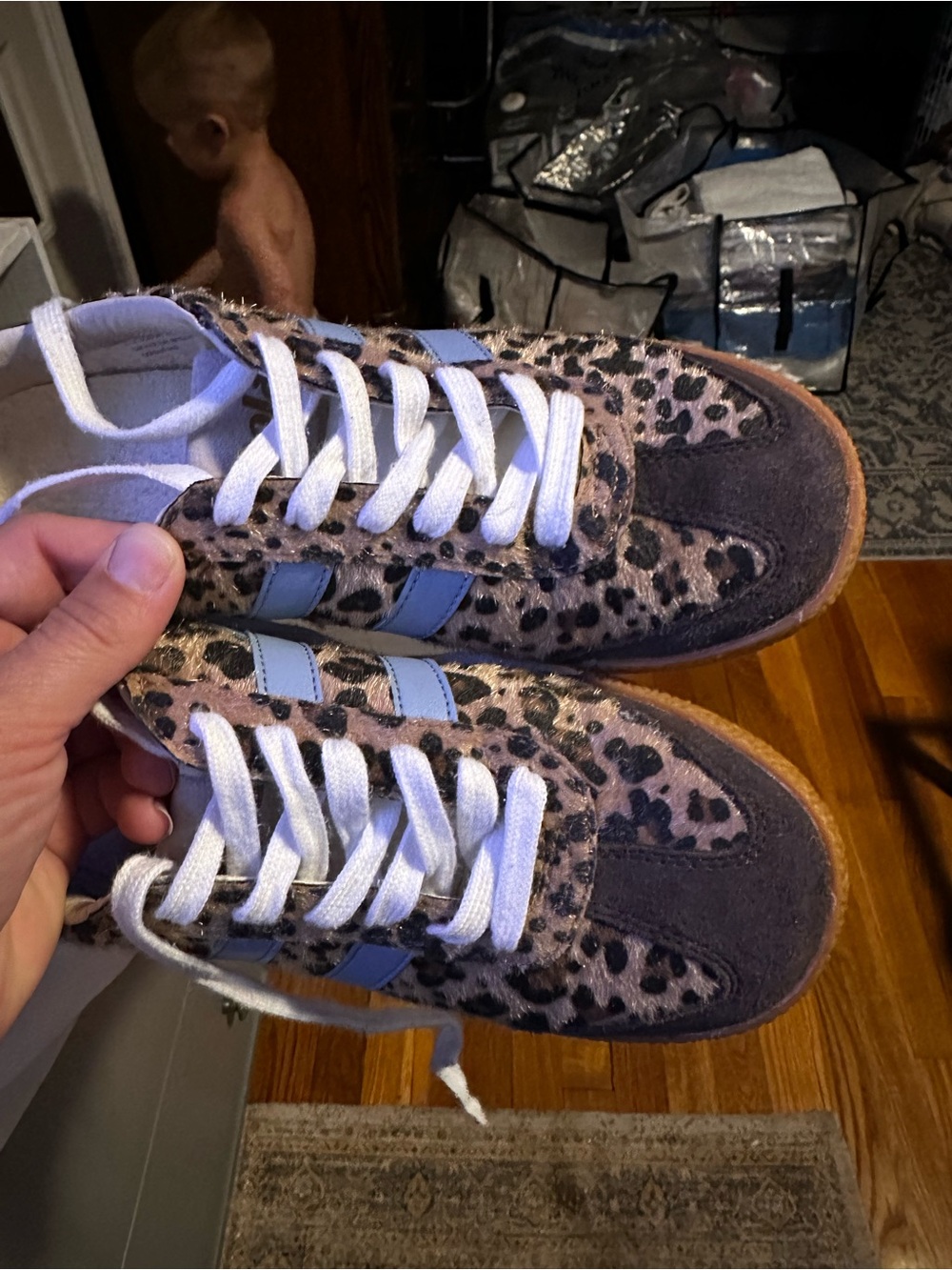 Gola elan Safari Trainer cheetah sneakers suede calf Mocha blue size 7
